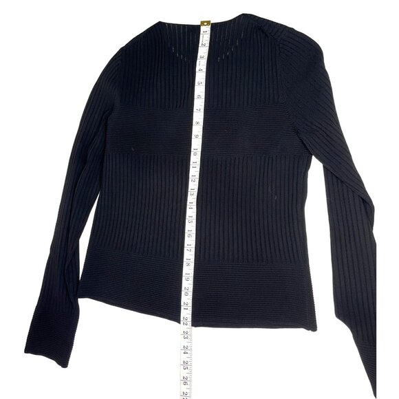 Grace Dane Lewis Large  Black/White Fine Knit Top Trim Zipper Front  86L - Picture 4 of 8